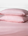 One Pair Blush Striped 100% Cotton Sateen Standard Pillowcase