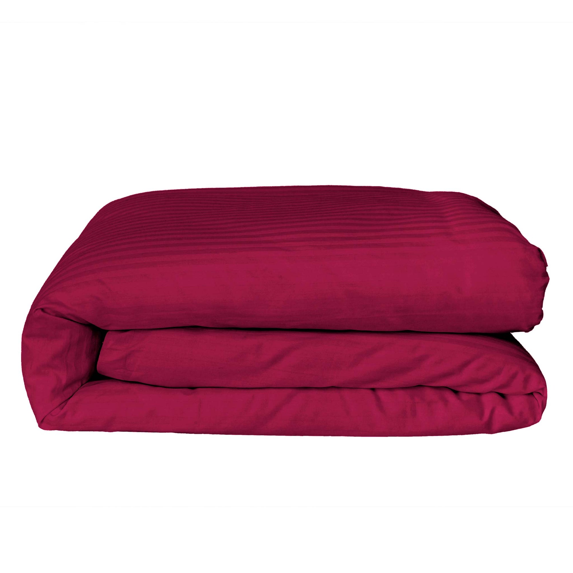 Housse de couette une pièce en satin de coton 100 % rayé bordeaux