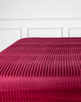 Burgundy Red Striped Cotton Sateen Bedding Duvet Cover Set