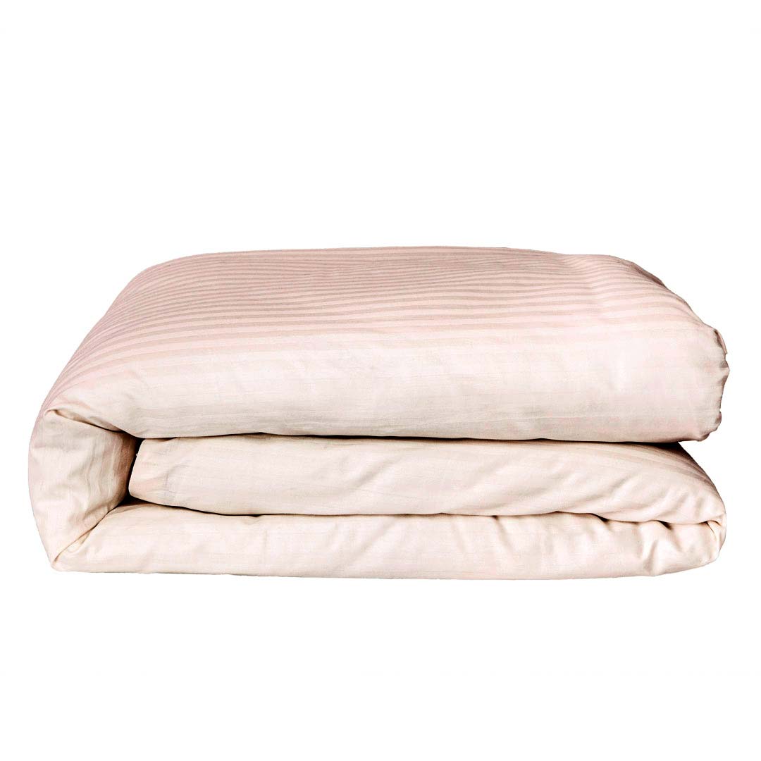 Housse de couette One Piece en satin de coton à rayures crème 100 %