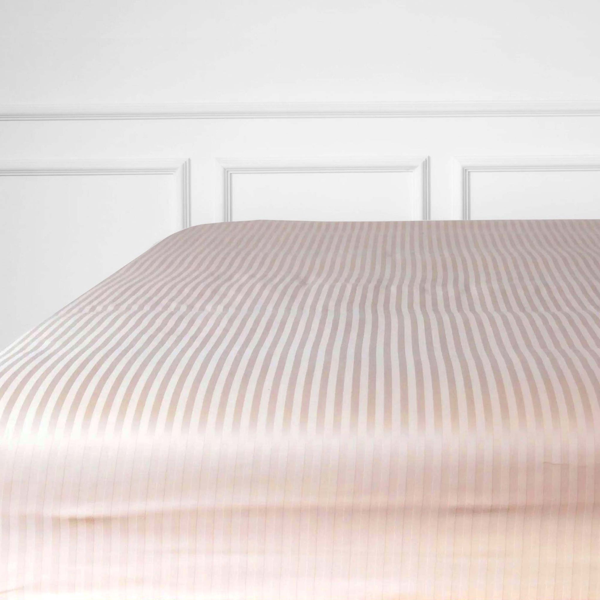One Piece Cream Striped 100% Cotton Sateen Flat Sheet
