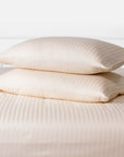 Cream Beige Striped Cotton Sateen Bedding Bundle