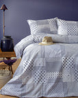 Cumbus Blue-Grey Patchwork Cotton Duvet Cover Bedding Set