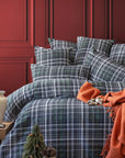 Flannel Green Plaid Brushed Cotton Duvet Cover Bedding Set