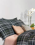 flannel brushed cotton green duvet cover set
