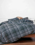 Flannel Green Plaid Brushed Cotton Duvet Cover Bedding Set
