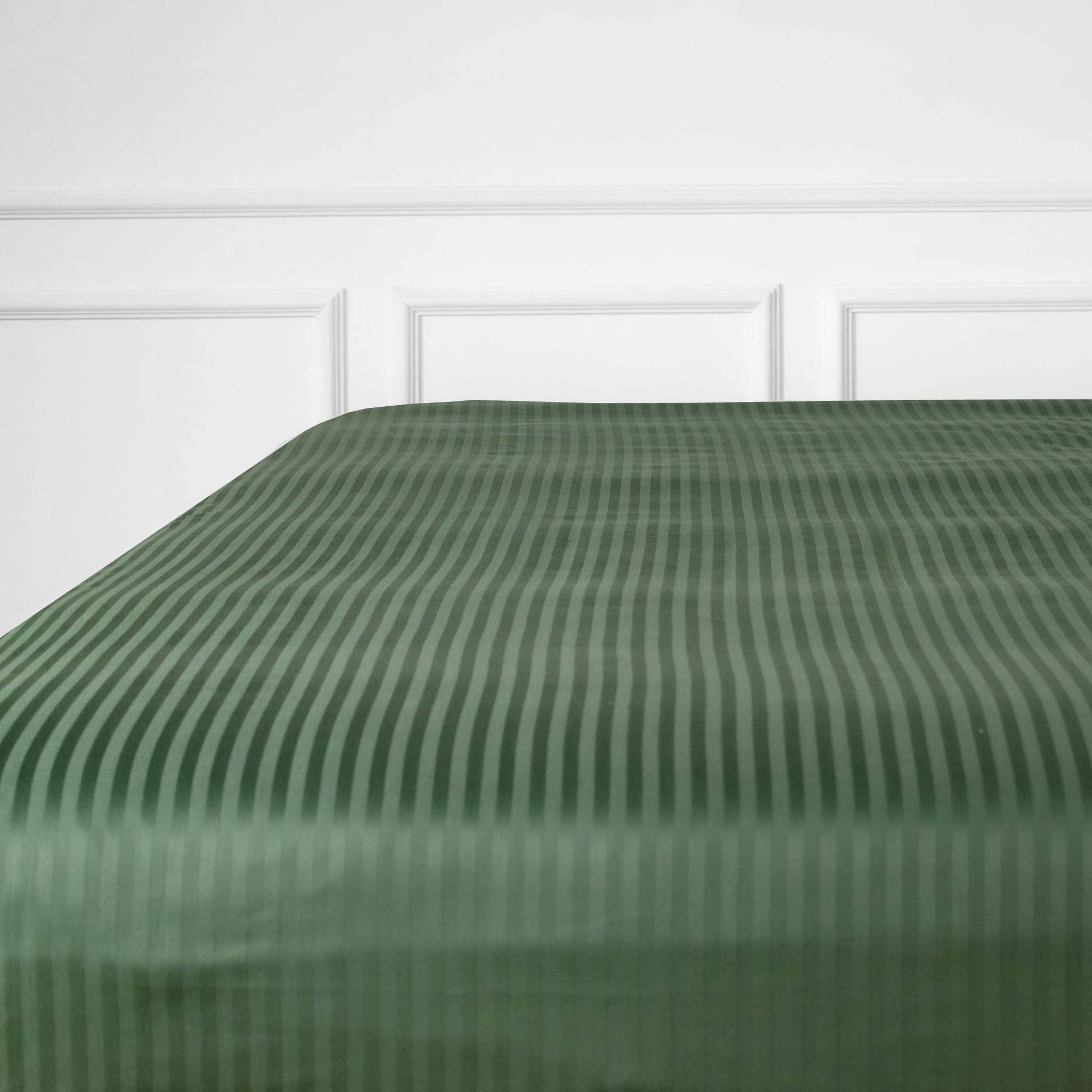 One Piece Green Striped 100% Cotton Sateen Flat Sheet