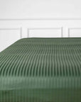 Drap plat une pièce en satin de coton à rayures vertes 100 %