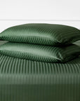Emerald Green Striped Cotton Sateen Bedding Duvet Cover Set