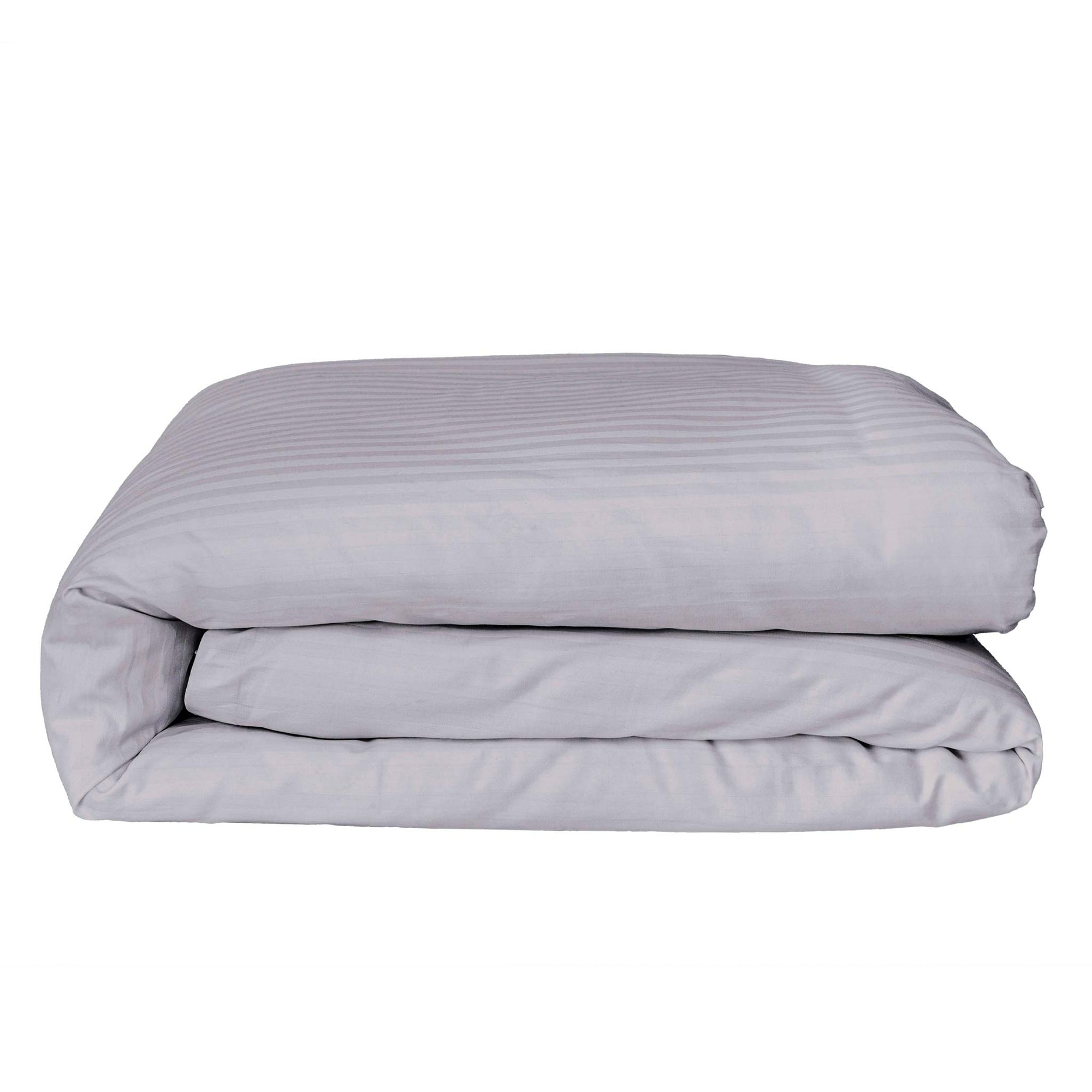 Housse de couette une pièce en satin de coton 100 % rayé gris