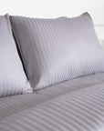 Silver Grey Striped Cotton Sateen Bedding Duvet Cover Set