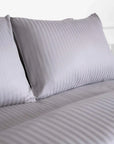 Silver Grey Striped Cotton Sateen Bedding Bundle
