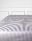 One Piece Grey Striped 100% Cotton Sateen Flat Sheet