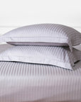 Silver Grey Striped Cotton Sateen Bedding Duvet Cover Set