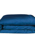 Einteiliger, marineblau gestreifter Bettbezug aus 100 % Baumwollsatin