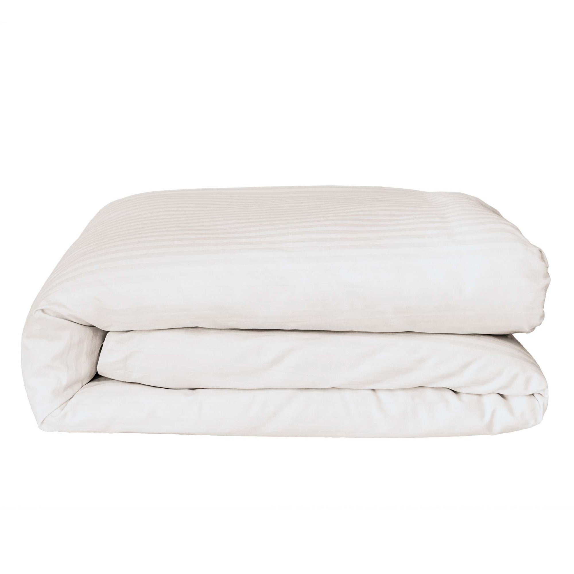 Housse de couette une pièce en satin de coton 100 % rayé blanc perle