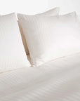 Pearl White Striped Cotton Sateen Bedding Bundle
