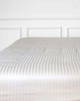 Pearl White Striped Cotton Sateen Bedding Duvet Cover Set