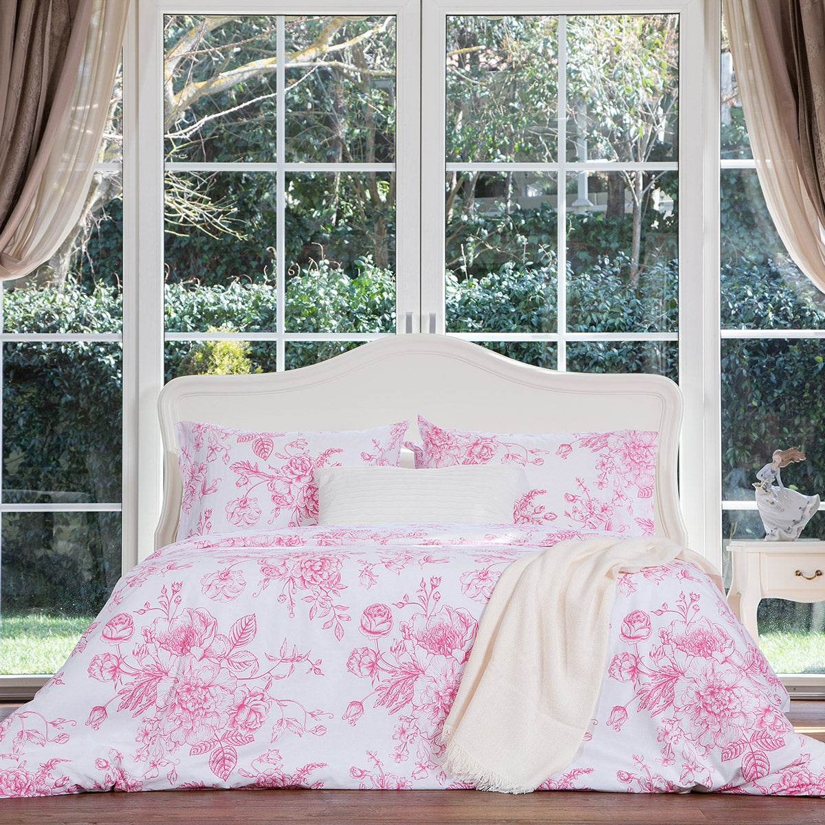 Pink Floral 100% Cotton Duvet Cover Bedding Set