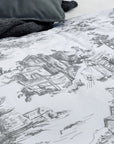 Toile De Jouy Grey Super King Size Cotton Duvet Cover Bedding Set