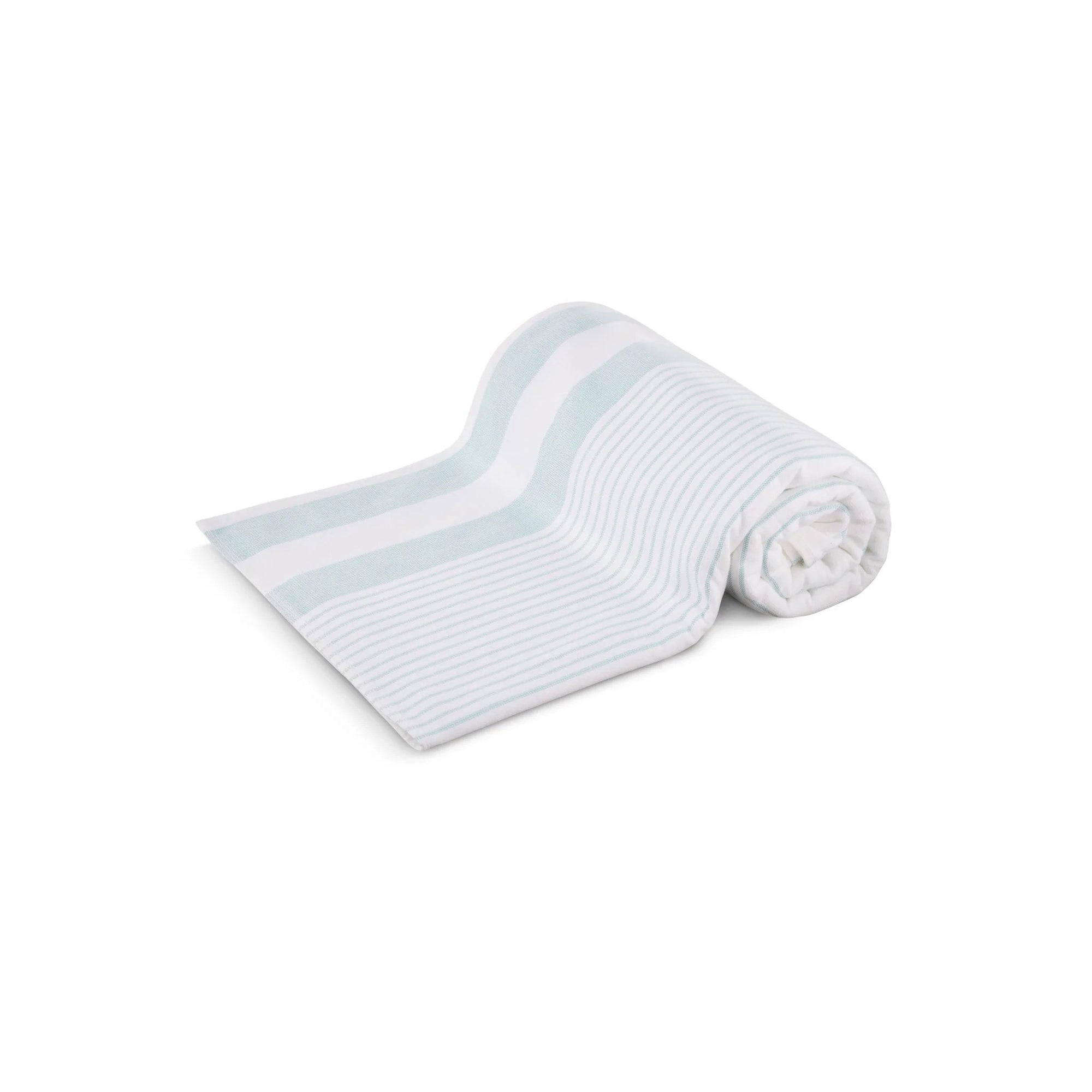 Serviette Peshtemal en coton turc à rayures blanches et bleu sarcelle