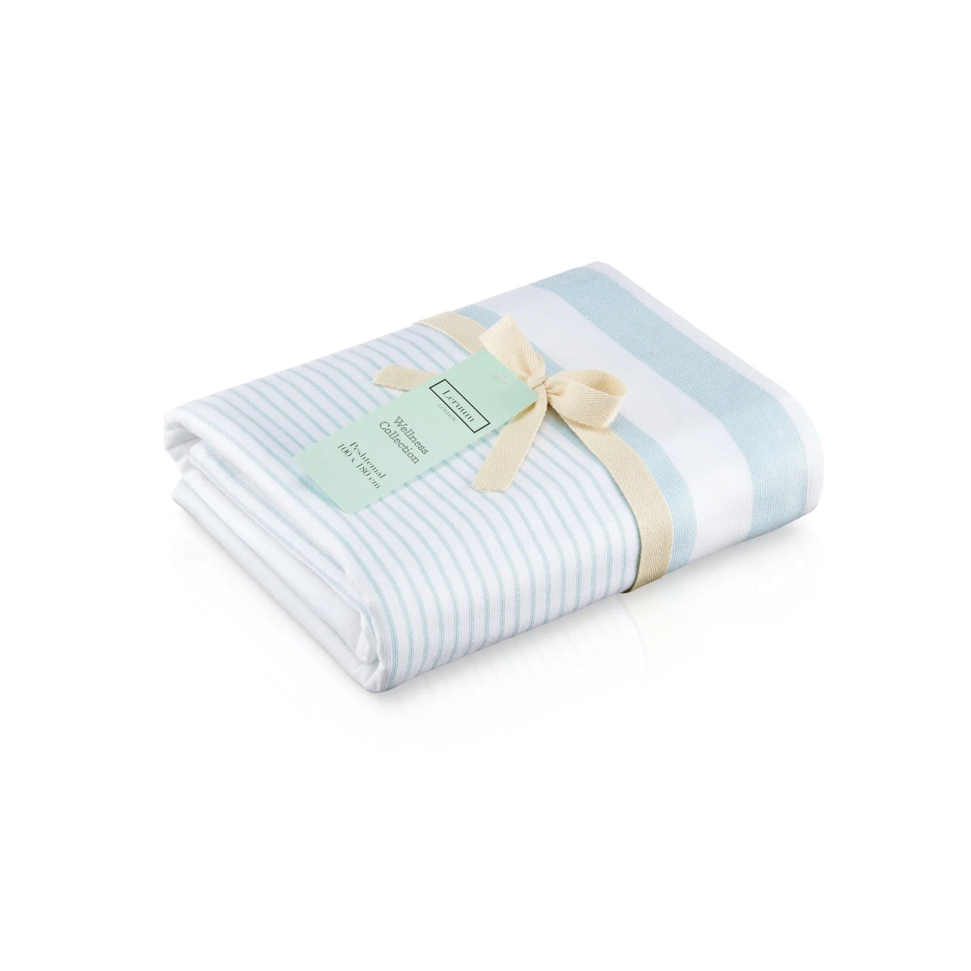 Serviette Peshtemal en coton turc à rayures blanches et bleu sarcelle