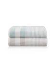 White & Teal Striped 100% Turkish Cotton Peshtemal Towel