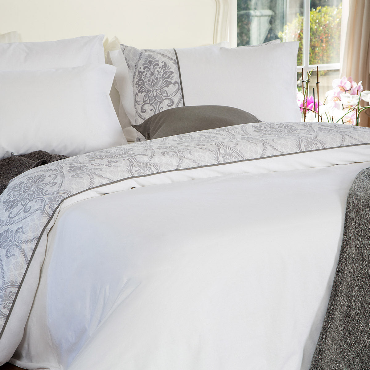 agora white damask duvet cover bedding set