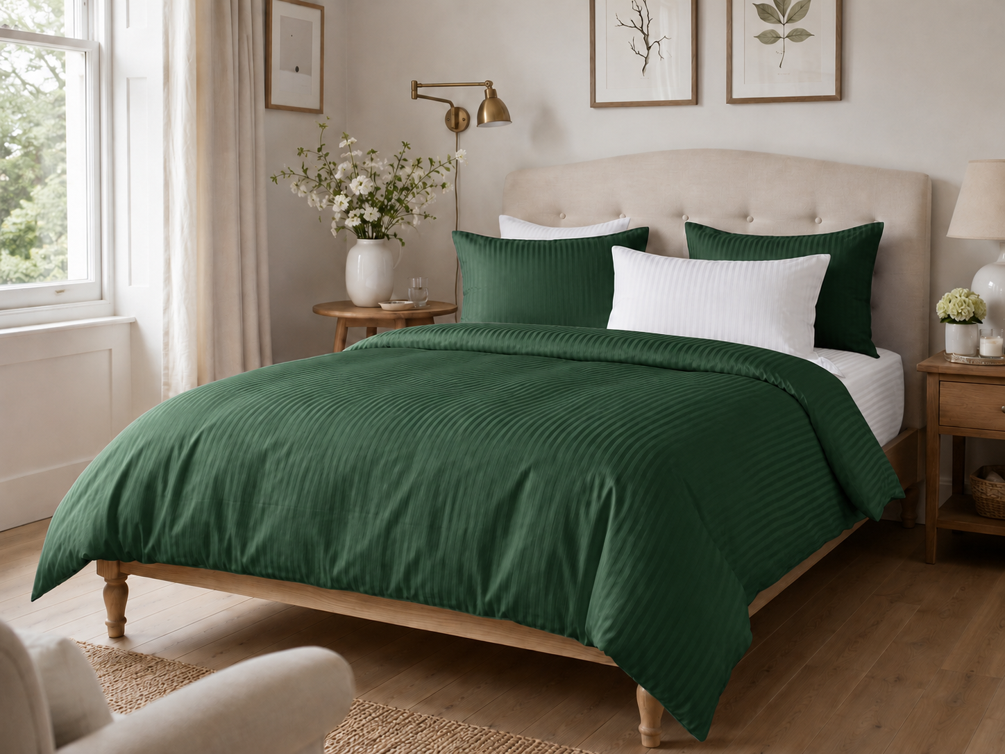 Wimbledon Inspired Decor: Green and White Bedroom Combinations