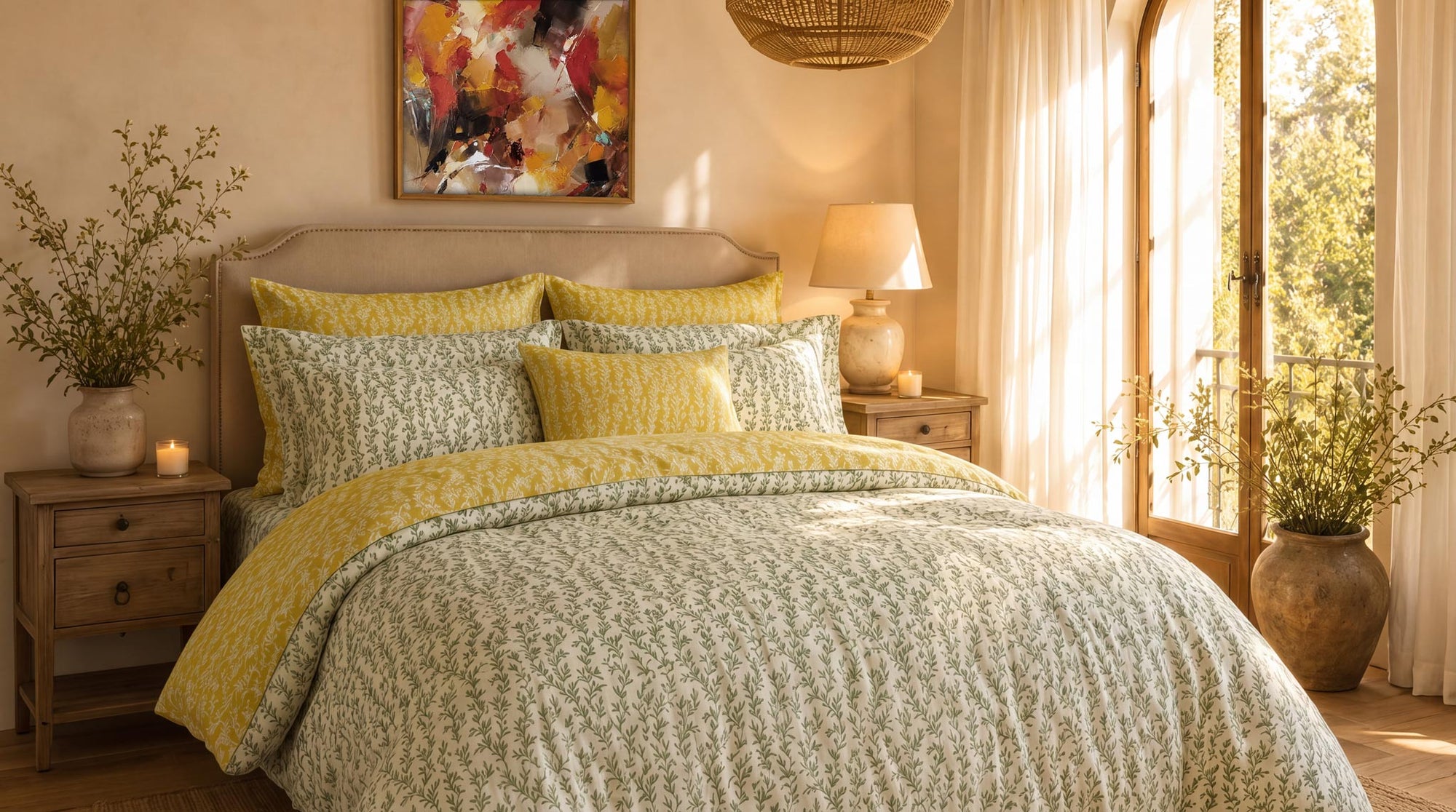 Botanical Bedroom UK: Nature Inspired Cotton Bedding Styling
