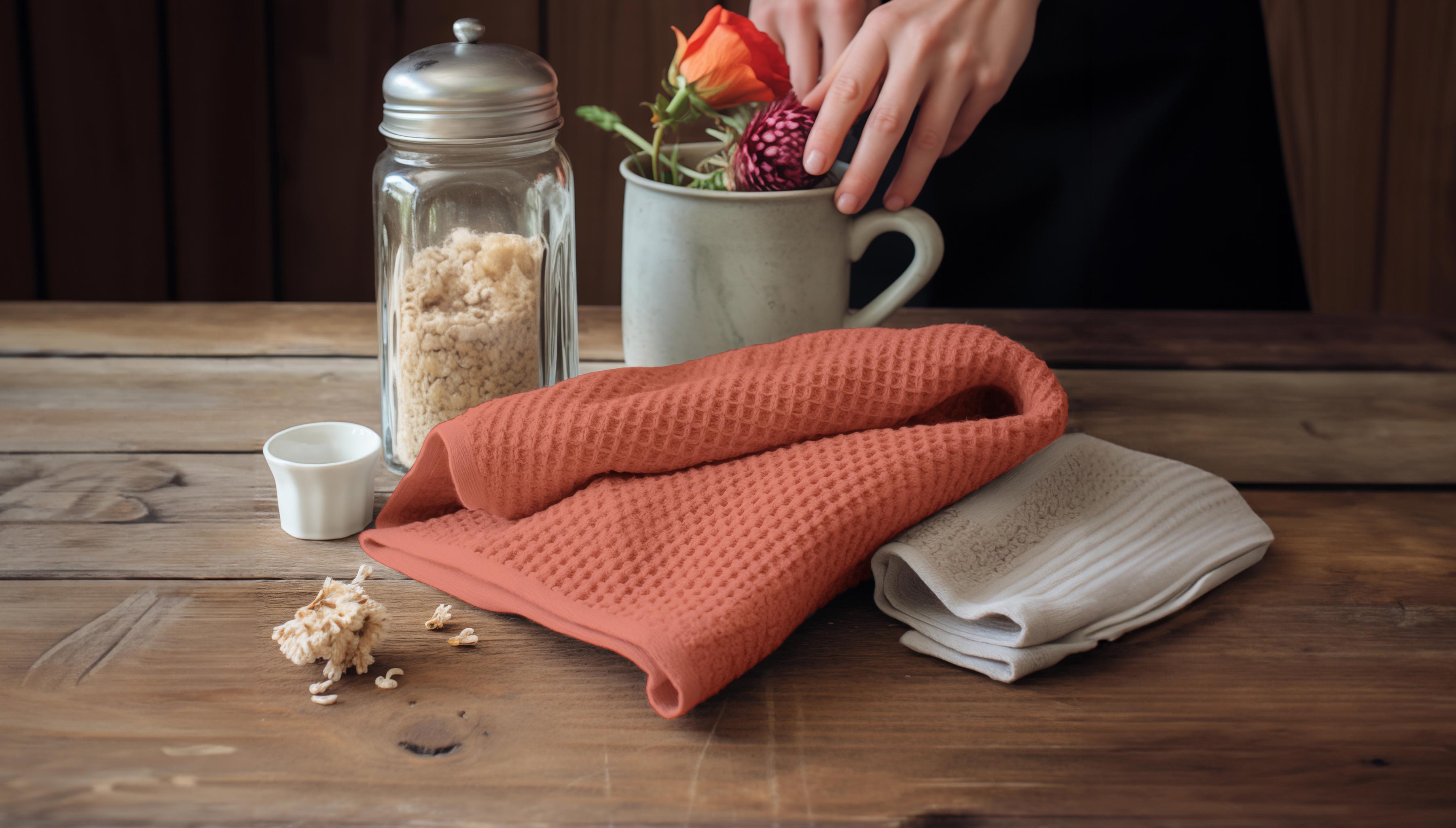Cotton Waffle Kitchen Towels Dish Tea Hand Towel by Leruum London