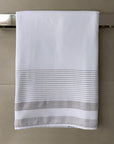 White & Stone Grey Striped 100% Turkish Cotton Peshtemal Towel