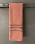 Coral & Navy Striped 100% Turkish Cotton Peshtemal Towel