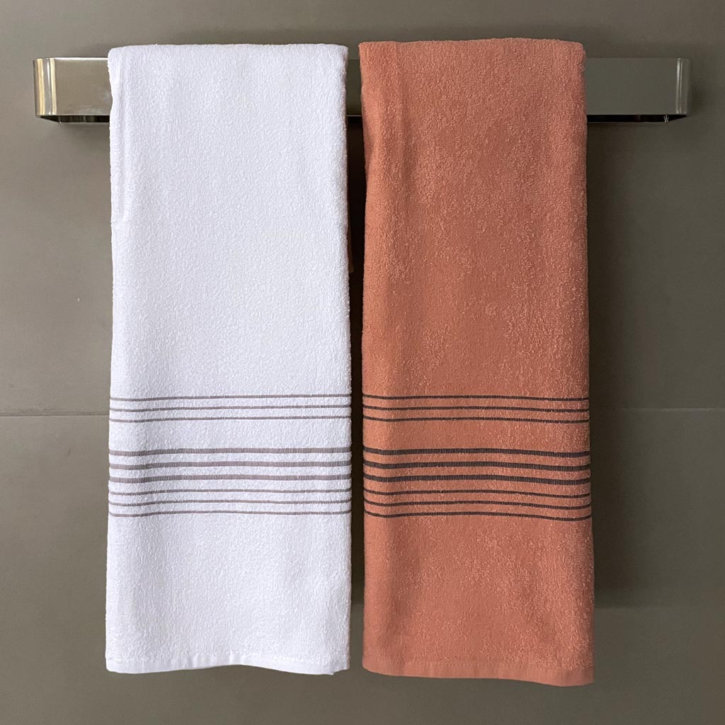 Coral &amp; Navy Striped 100% Turkish Cotton Peshtemal Towel