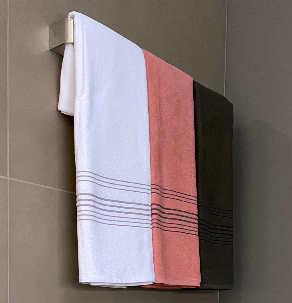 Coral &amp; Navy Striped 100% Turkish Cotton Peshtemal Towel