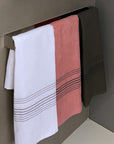 Coral & Navy Striped 100% Turkish Cotton Peshtemal Towel