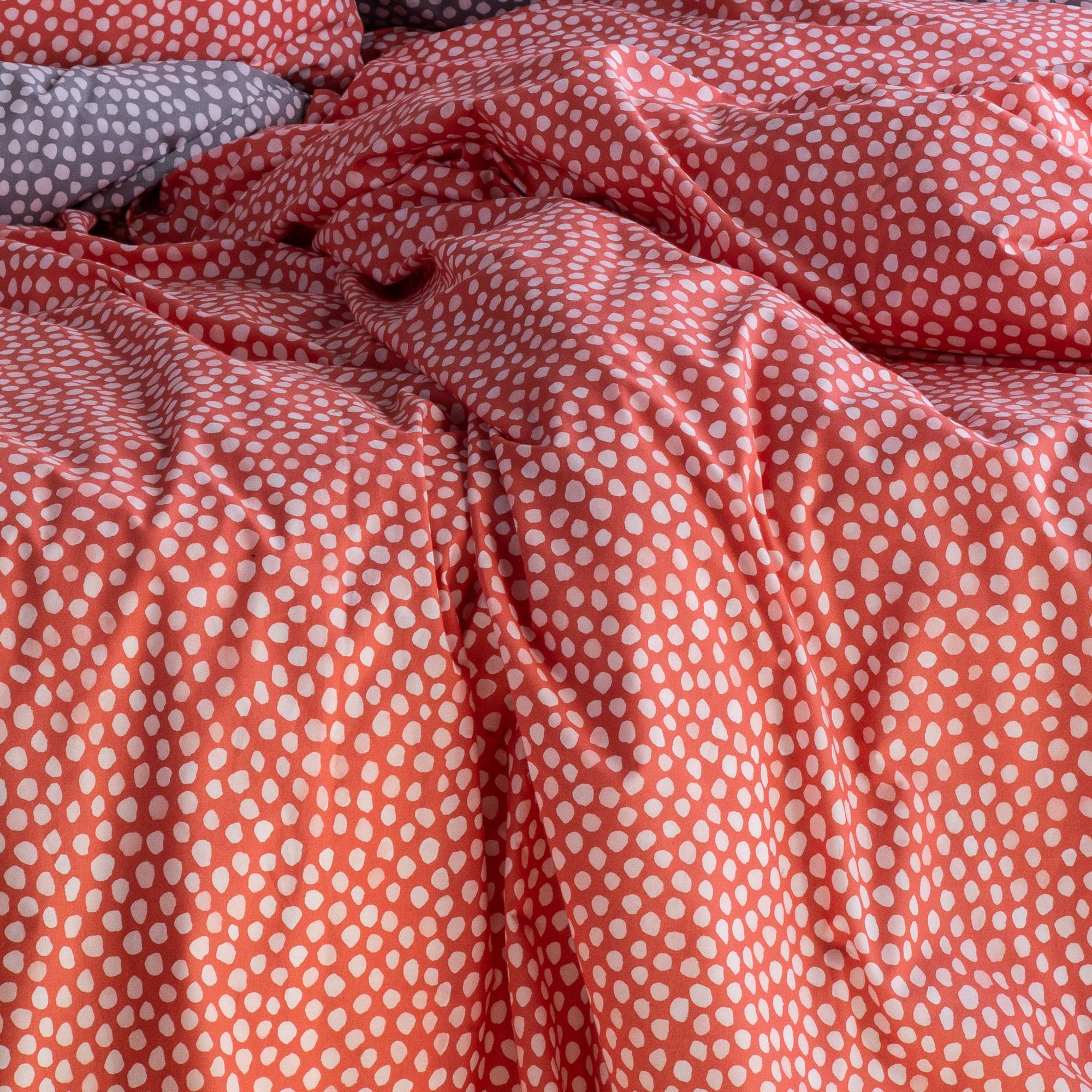 Parure de lit avec housse de couette de qualité supérieure, rose, corail, rouge, orange (UE)