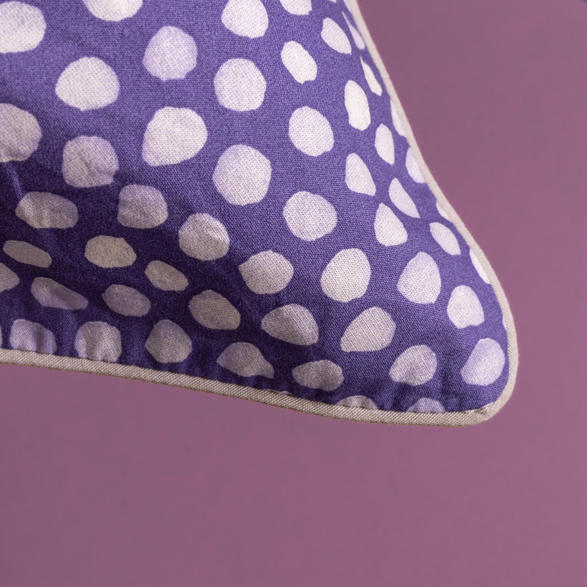 Purple &amp; Grey Polka Dot Cotton Duvet Cover Bedding Set