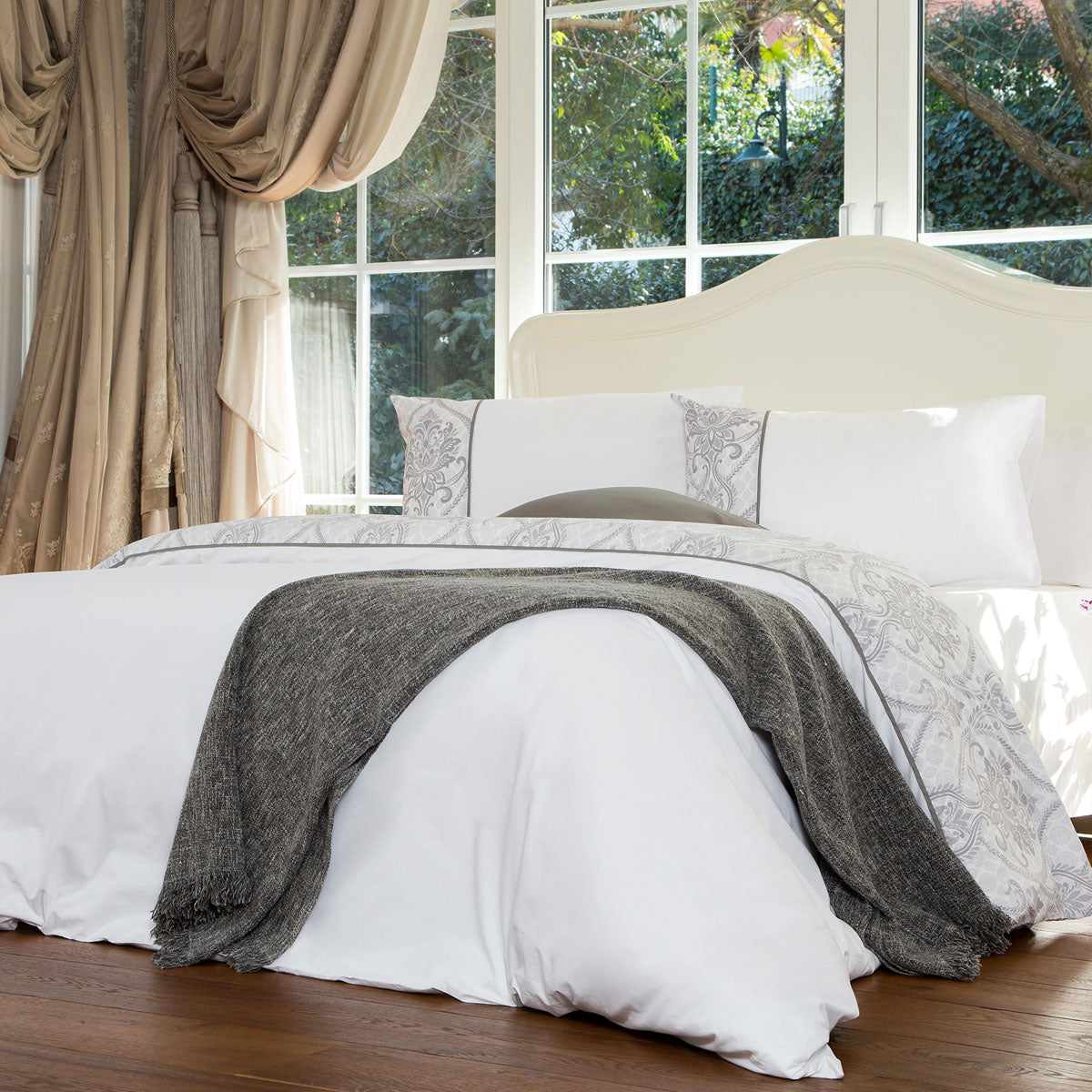 agora white damask duvet cover bedding set