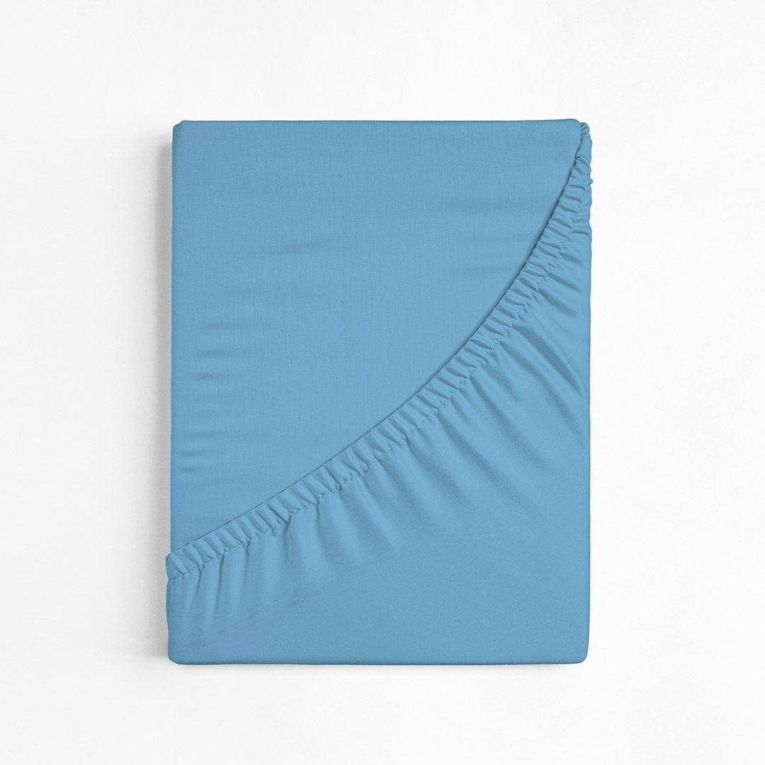 100% Cotton Extra Deep Pocket Blue Fitted Sheet