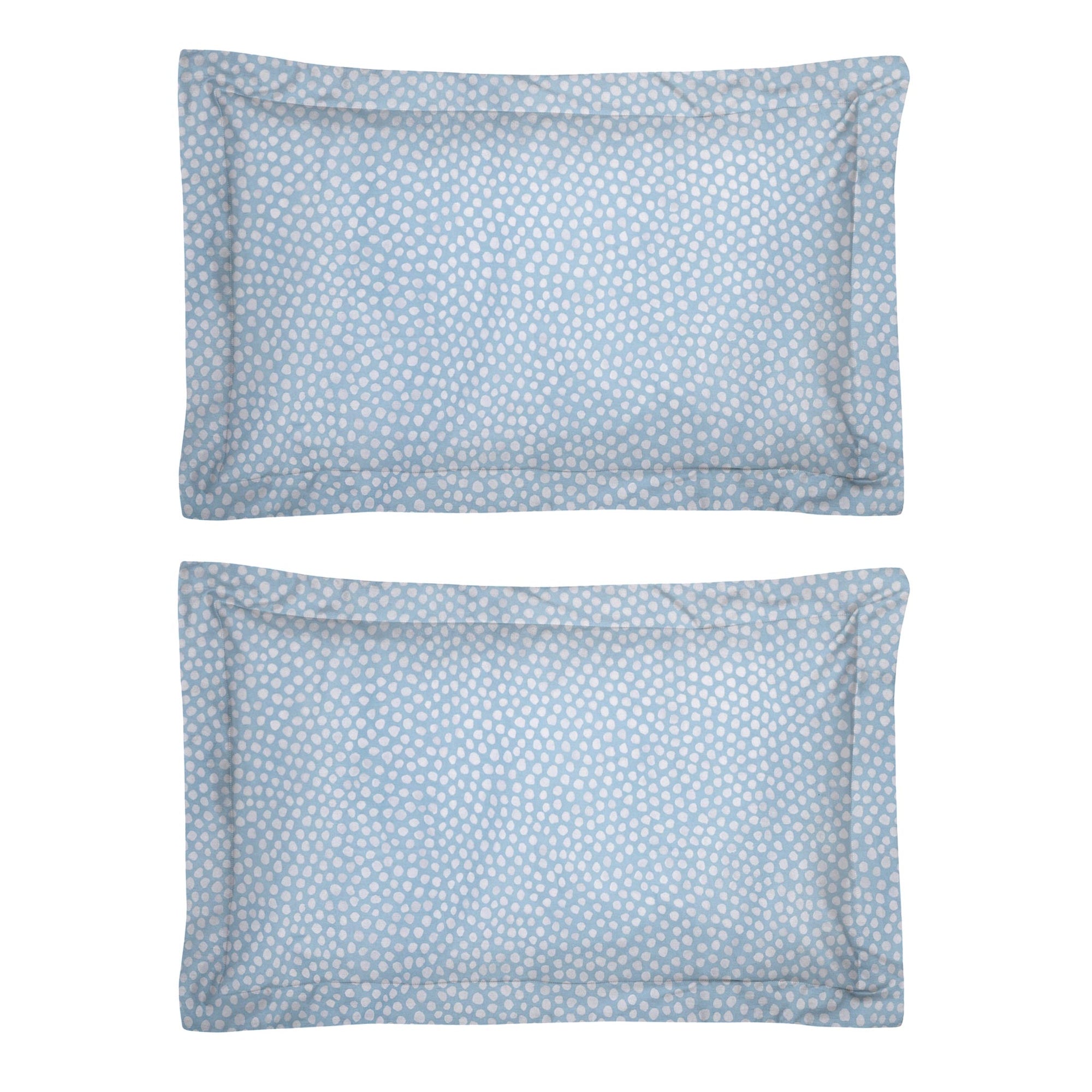 One Pair Aqua Blue Polka Dot 100% Cotton Percale 200TC Oxford Pillowcase