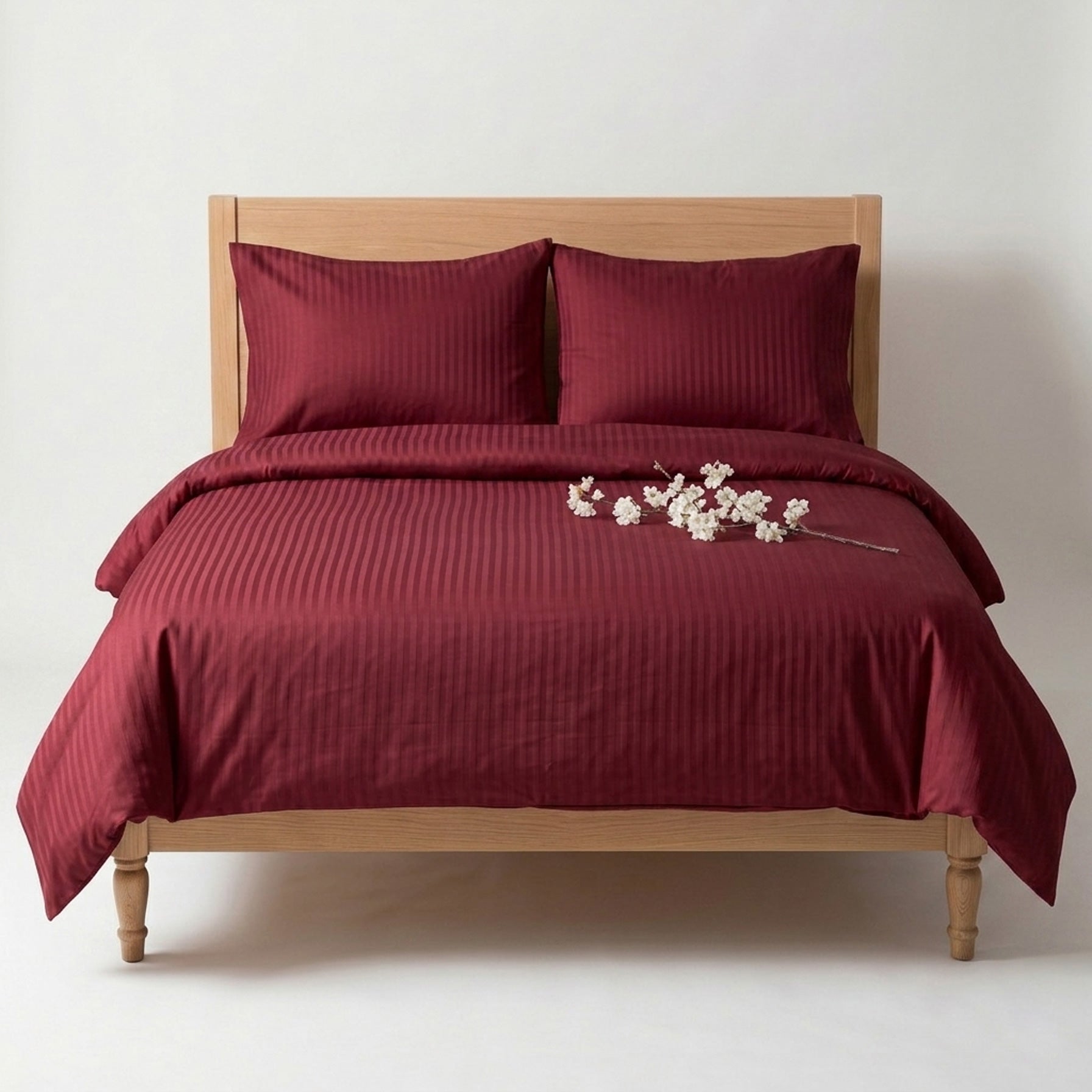 burgundy sateen duvet cover bedding set bundle 02