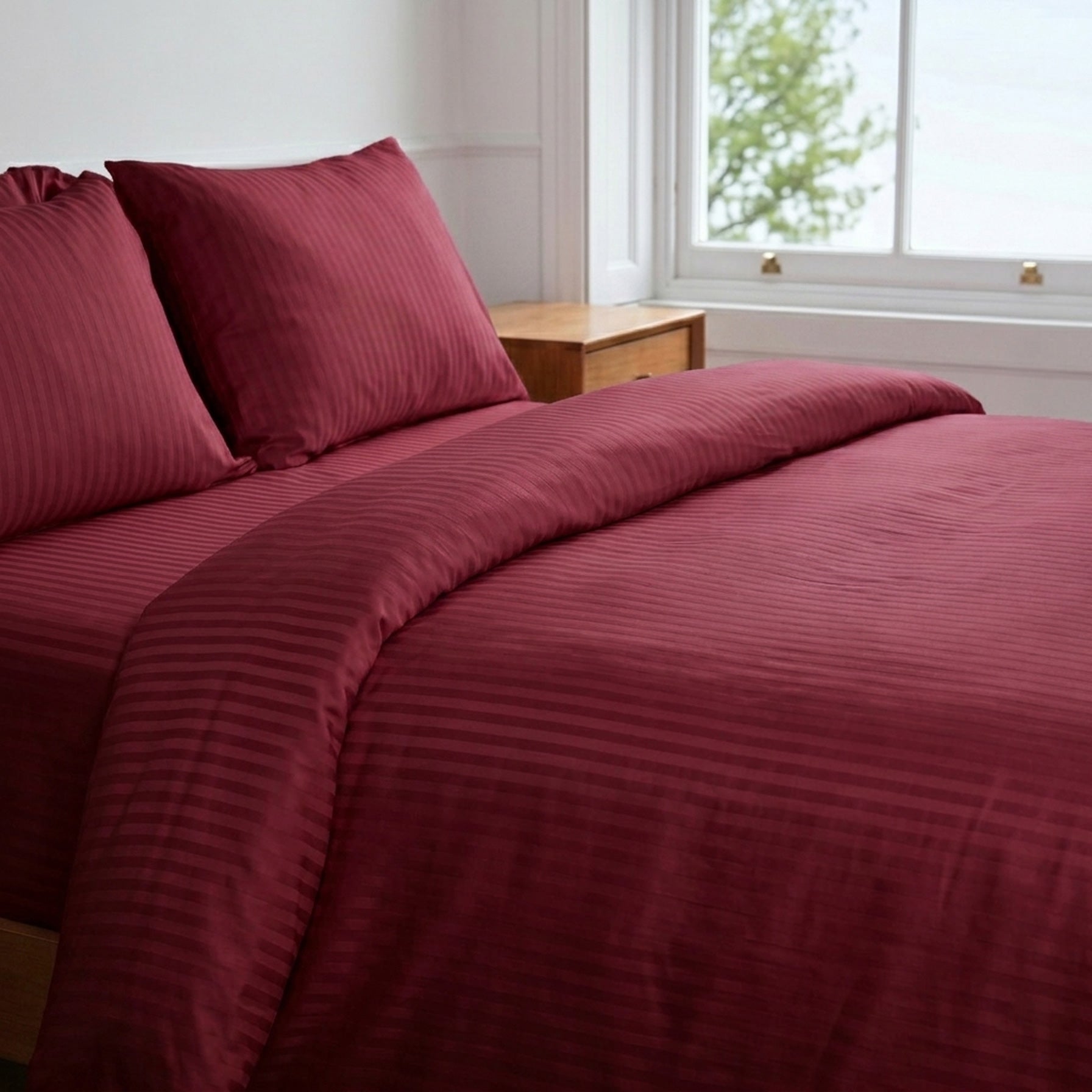 burgundy sateen duvet cover bedding set bundle 05