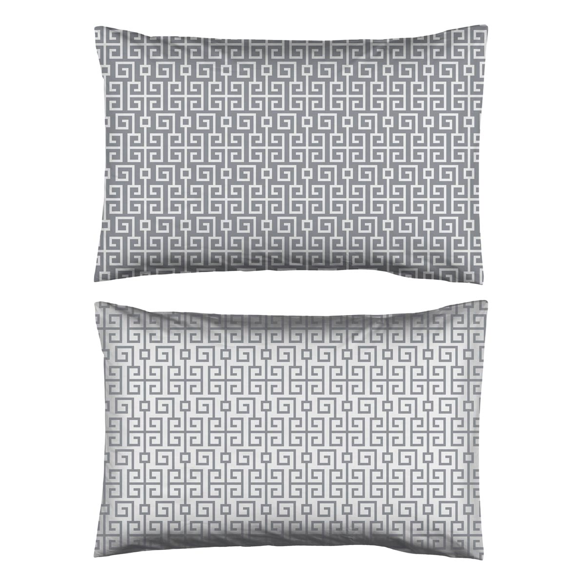 One Pair Classy Dark Grey Greek Key 100% Cotton Standard Pillowcase