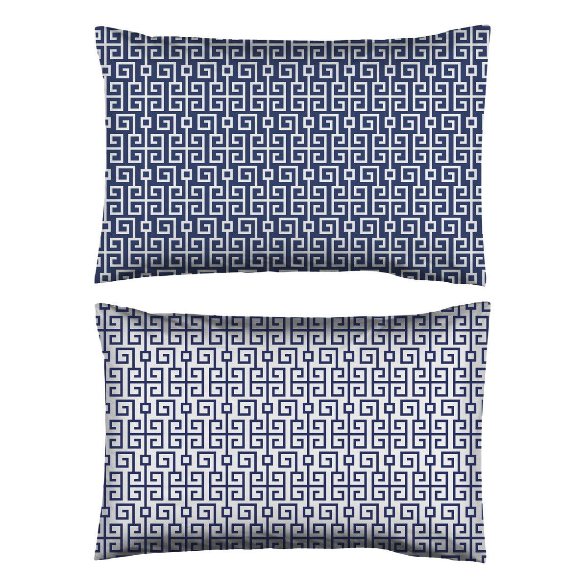 One Pair Classy Navy Blue Greek Key 100% Cotton Standard Pillowcase