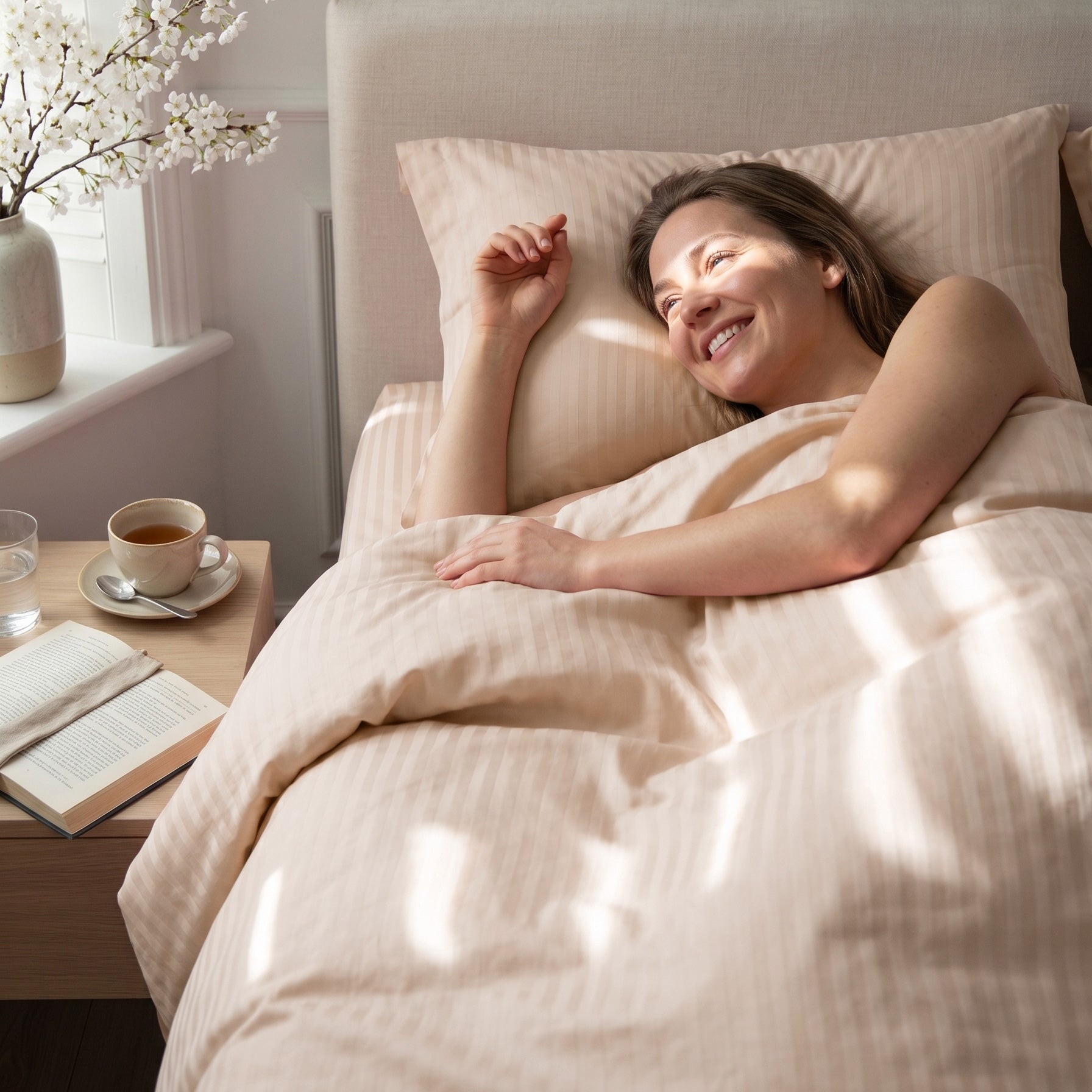 cream sateen duvet cover bedding set bundle 03