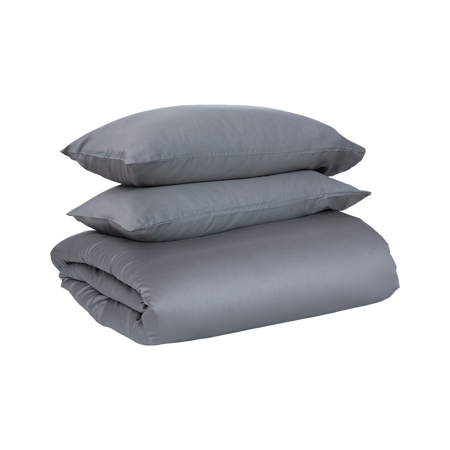 dark grey cotton sateen duvet cover set folded