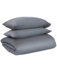 dark grey cotton sateen duvet cover set folded