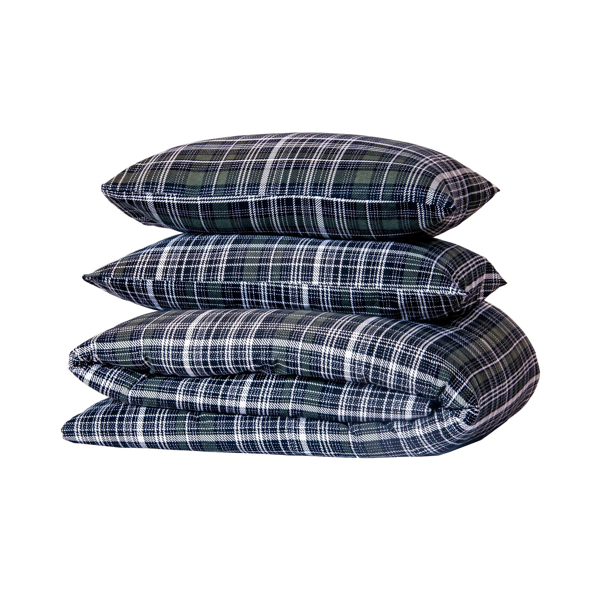 flannel brushed cotton green duvet cover set