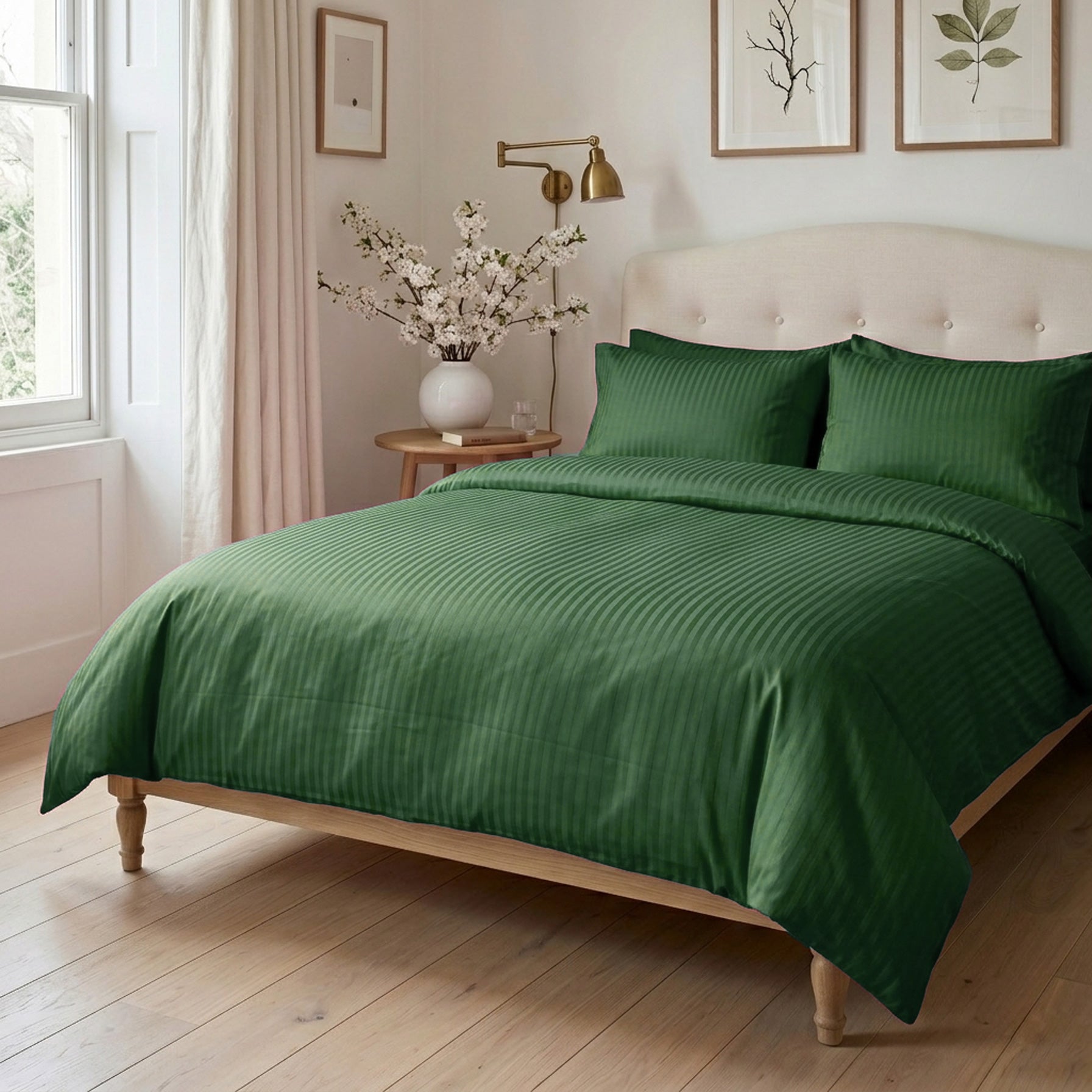 green sateen duvet cover bedding set bundle 01